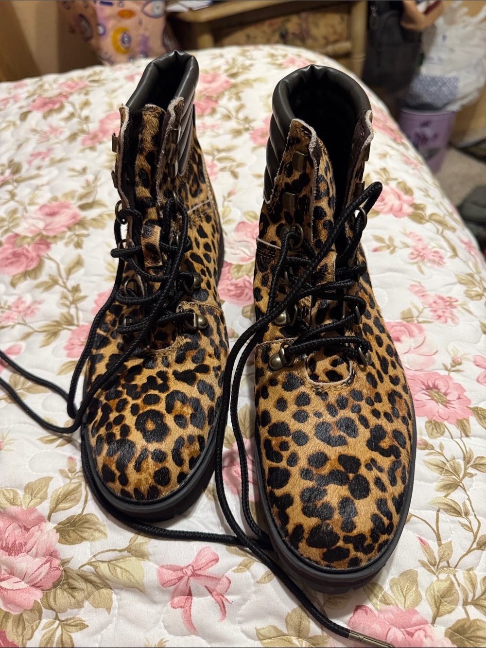 Leopard Print Lace-Up Ankle Boots - Women Timberland